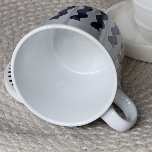 Ikea Framkalla 7oz navy wavy vertical stripes summer beach ceramic mug with feet - Picture 5 of 5